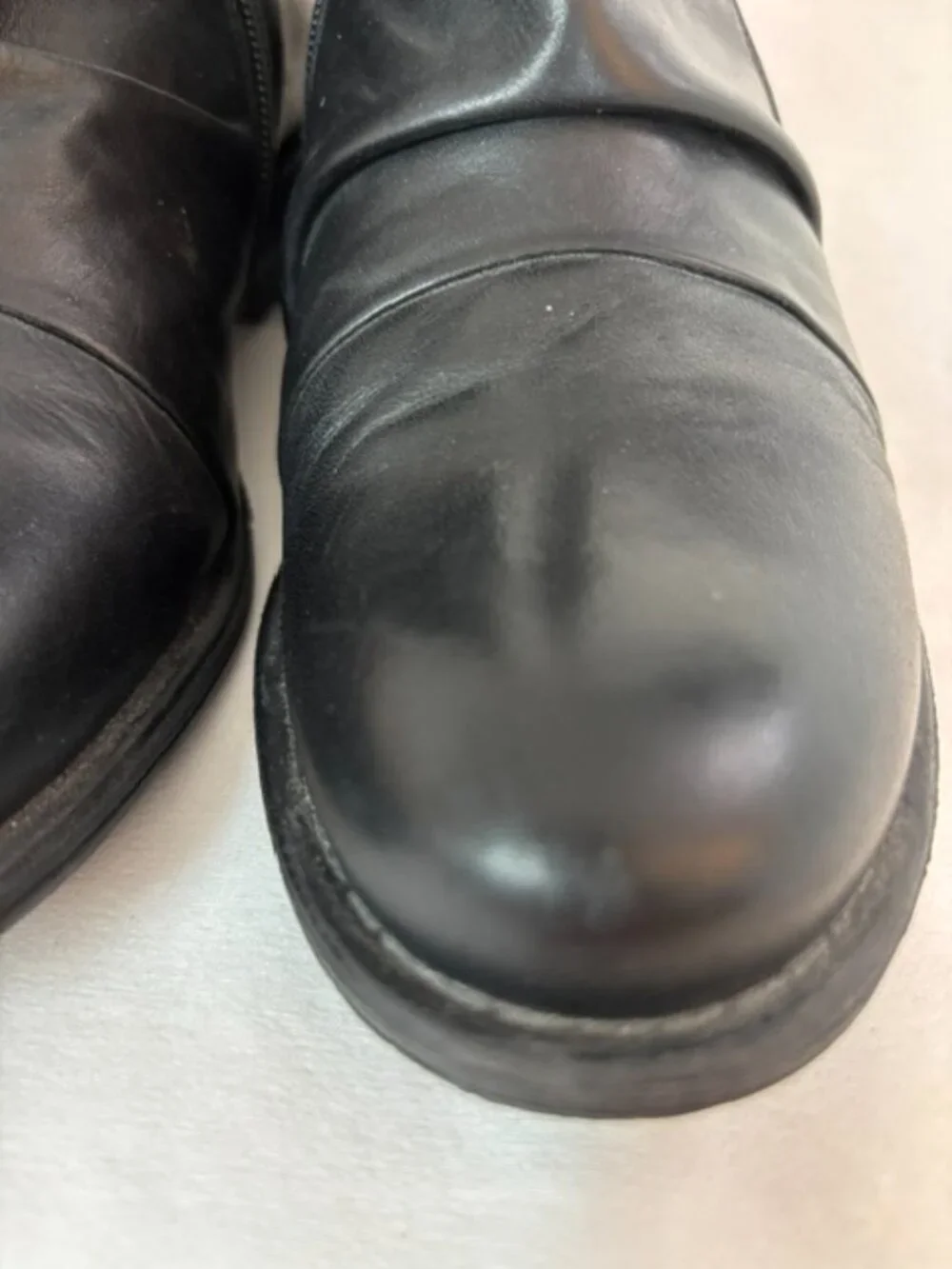 Miz Mooz Logic Black Leather Ruched Dual Zipper Ankle Boot Women's 38 (7.5 US)